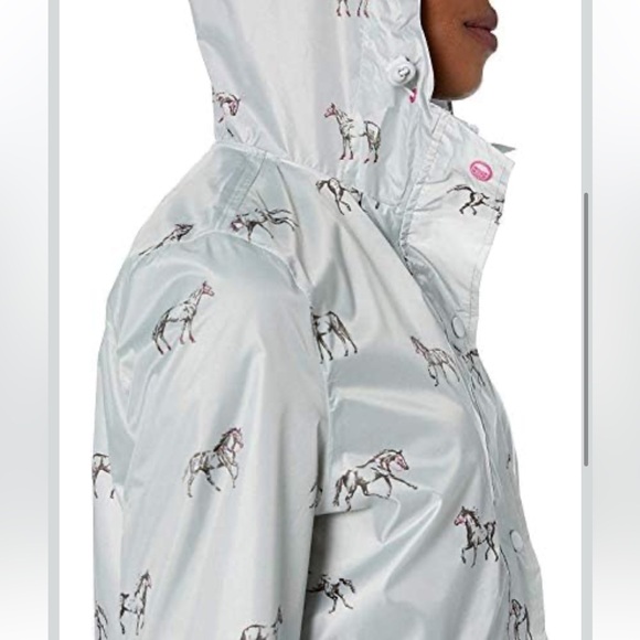 Joules Horse Print Golightly Waterproof Packable Rain  Jacket Gray Women’s 10 - Picture 3 of 15